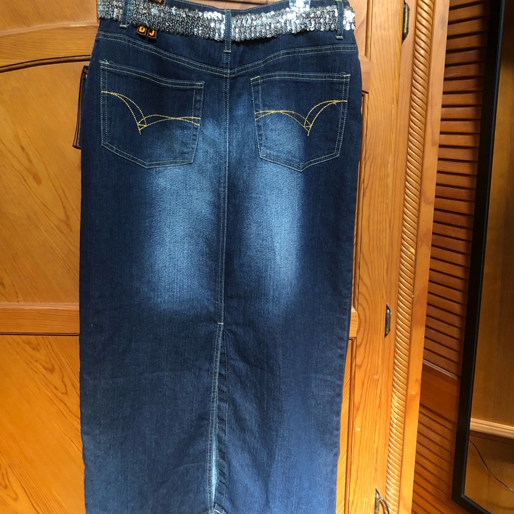 Denim long skirt